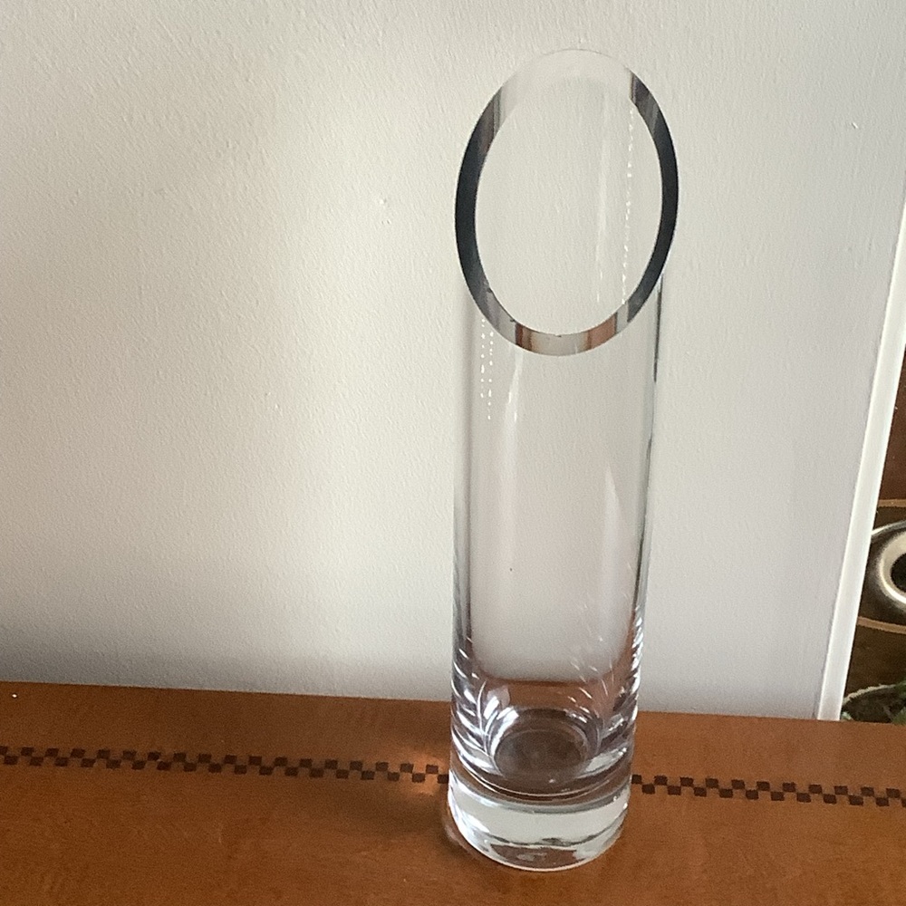 Clear Glass Vase with Asymmetrical Top